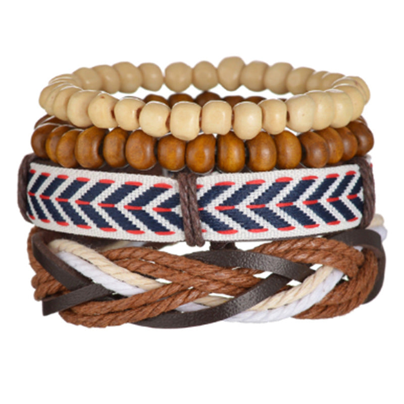 Retro Multi-layer Beaded Leather Bracelet for Men