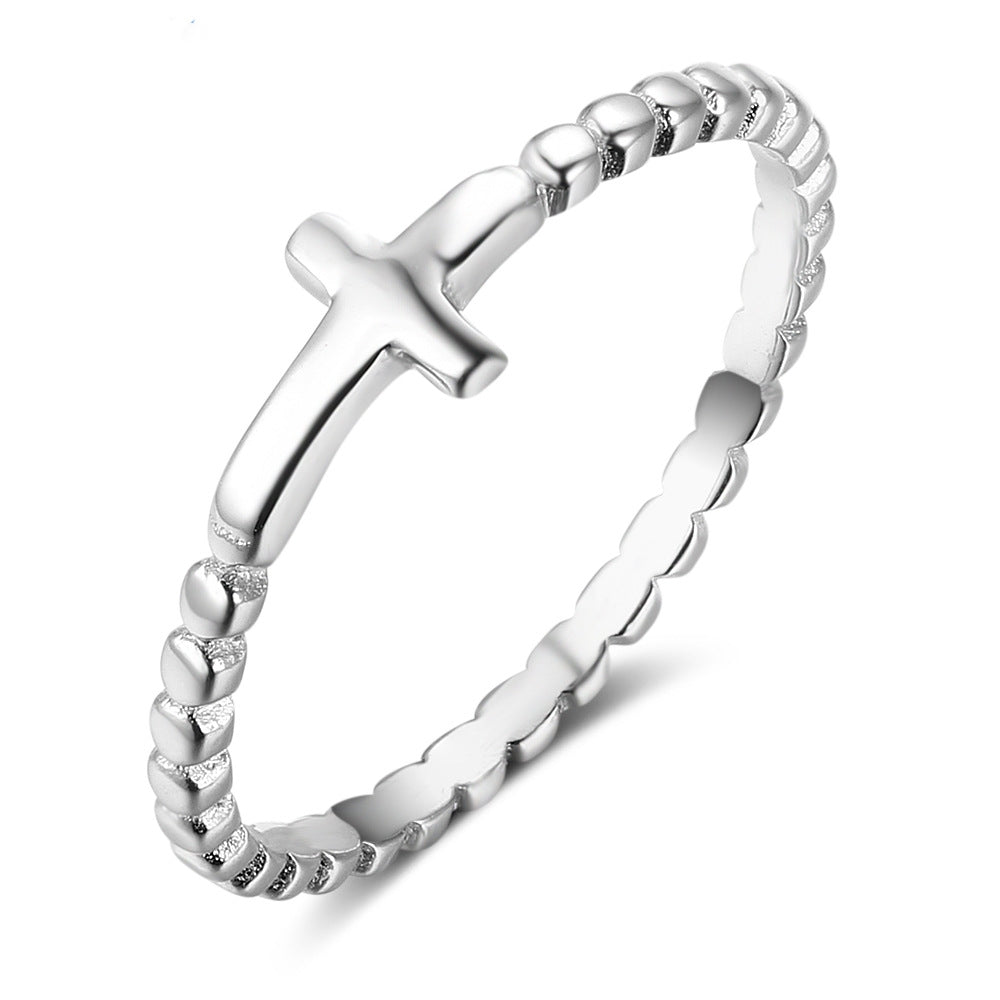 Elegant S925 Silver Cross Ring for Socialites