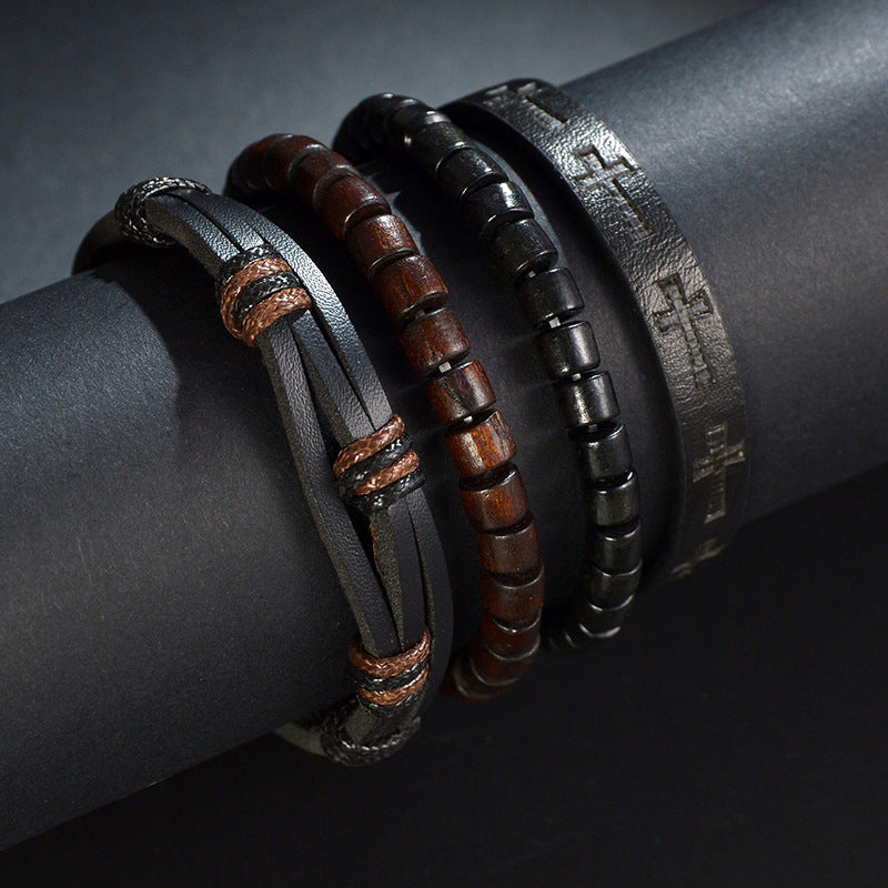 Retro Multi-layer Beaded Leather Bracelet for Men