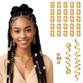 Gold Braid Hair Beads and Clips, 28-Piece Set