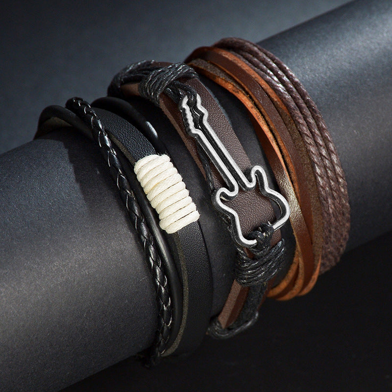 Retro Multi-layer Beaded Leather Bracelet for Men