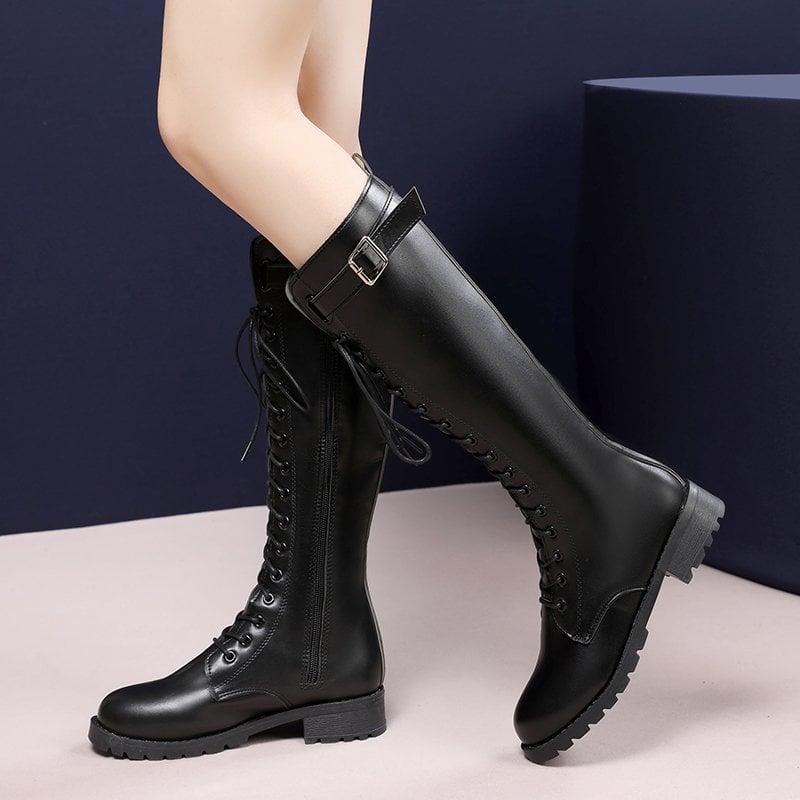 Lace Round Toe Long Tube Casual Fashion Boots