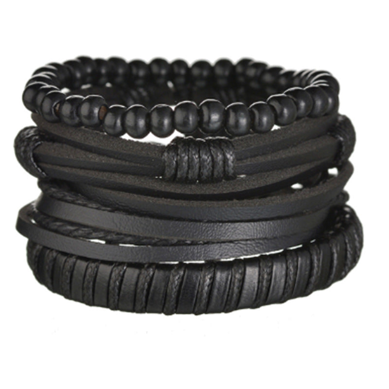 Retro Multi-layer Beaded Leather Bracelet for Men
