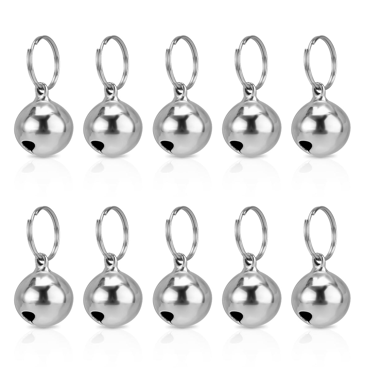 Silver Pet Collar Bells, 10-Pack