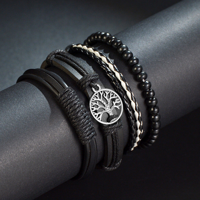 Retro Multi-layer Beaded Leather Bracelet for Men