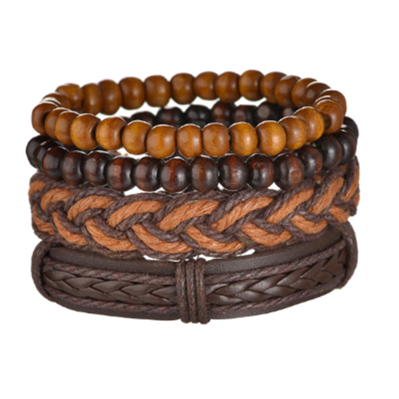 Retro Multi-layer Beaded Leather Bracelet for Men