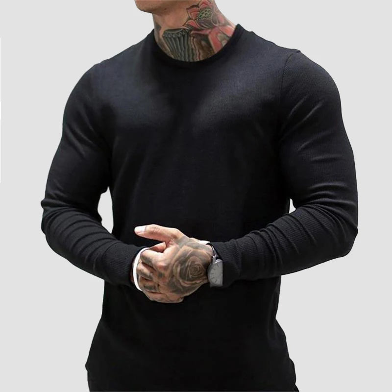 Men's Solid Long-Sleeve Pullover