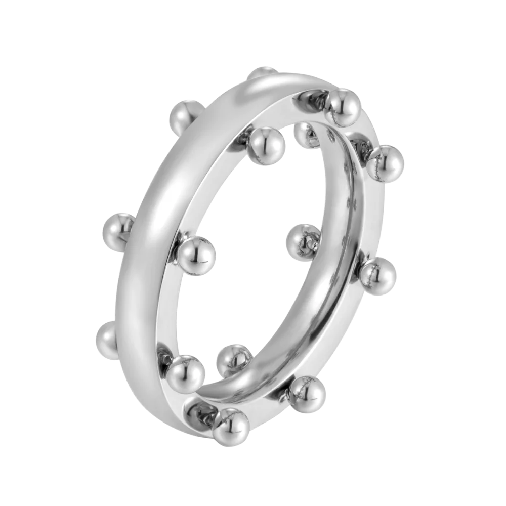 Gold-Tone Beaded Band Ring