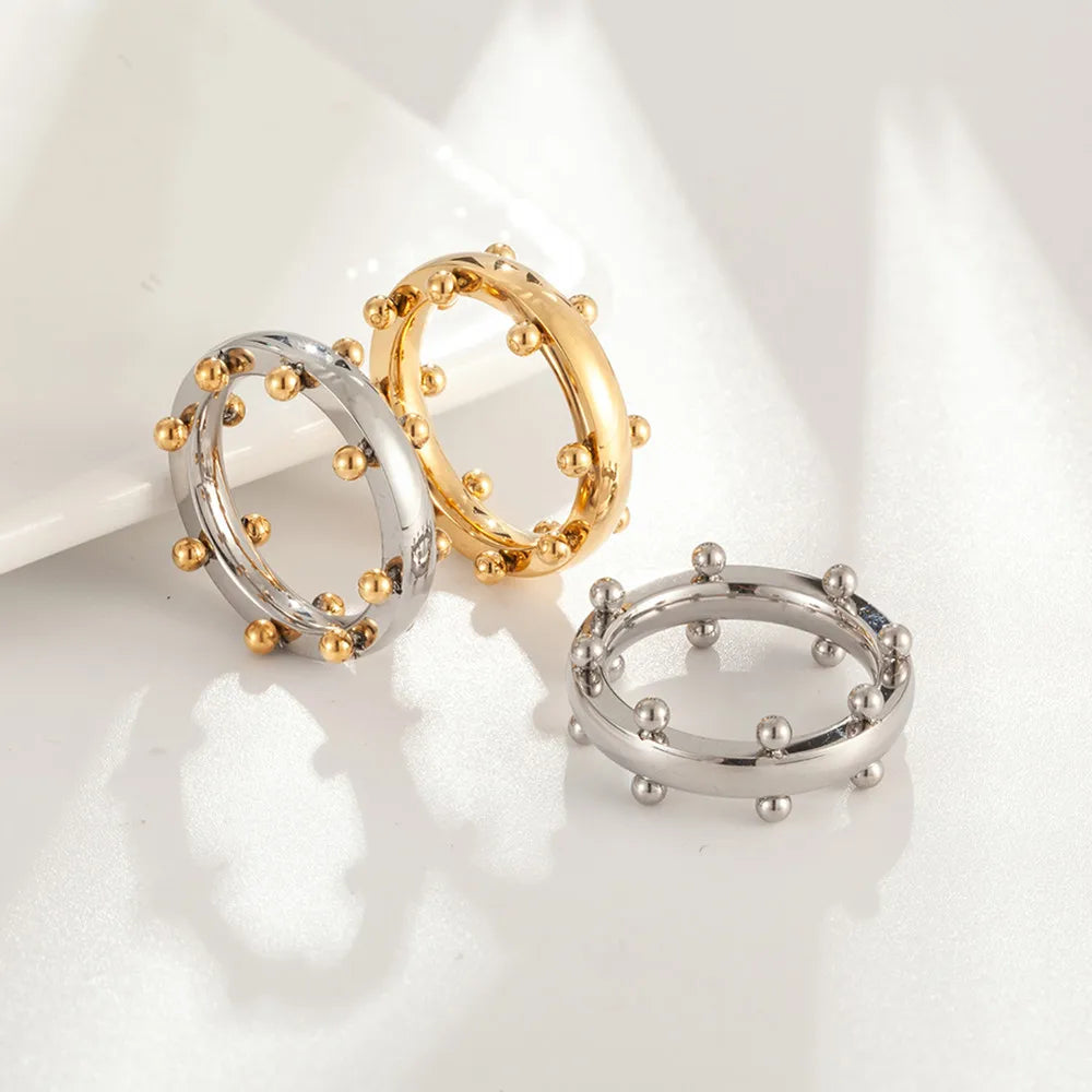 Gold-Tone Beaded Band Ring