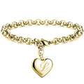 Gold Heart Charm Bracelet - Stainless Steel