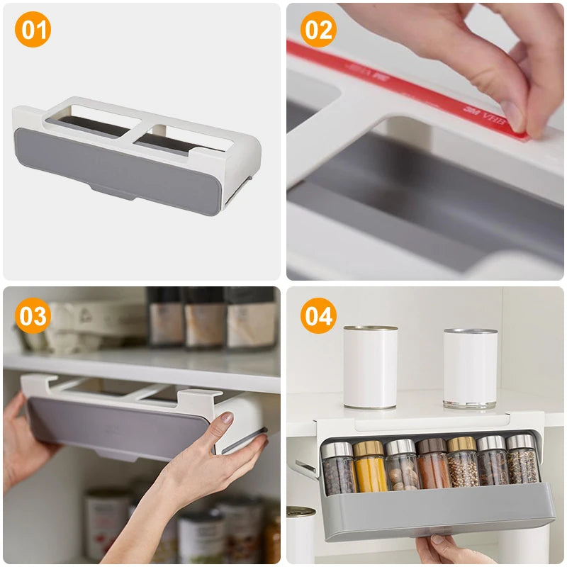 Self-Adhesive Under-Shelf Spice Rack