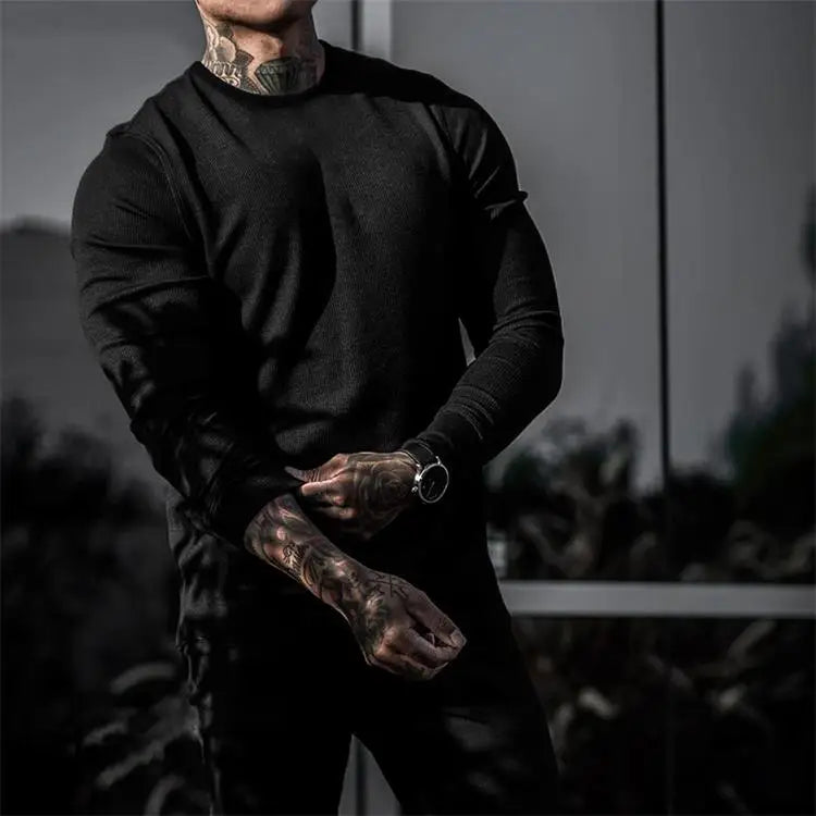 Men's Solid Long-Sleeve Pullover