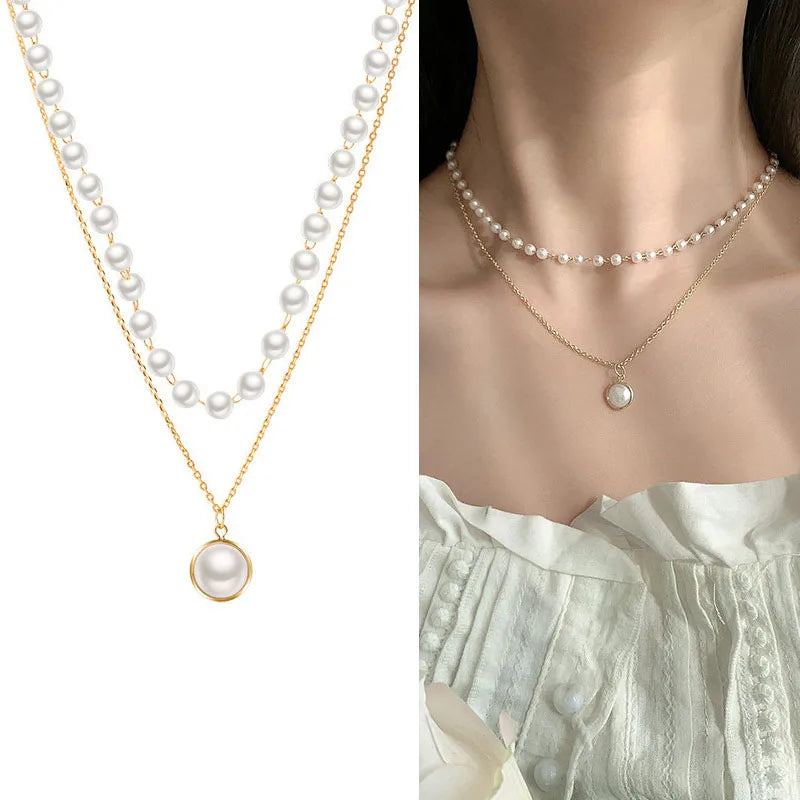 Faux Pearl Choker Necklaces