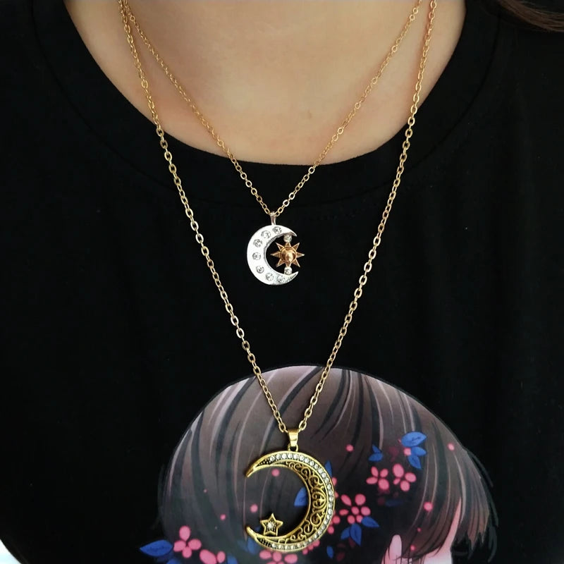 Two-Tone Moon and Sun Necklace