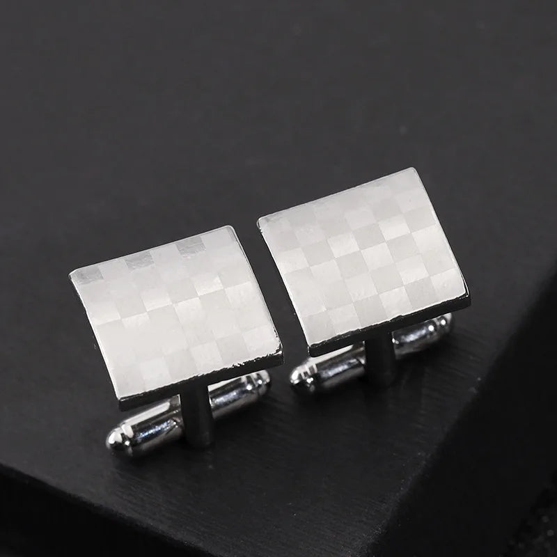 Fashion Square Lattice Men's Shirts Cufflinks Wedding Copper Laser Metal Menswear Brand Cufflinks Wholesale