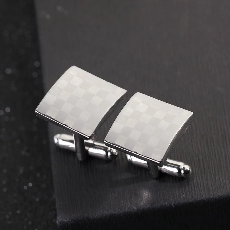 Fashion Square Lattice Men's Shirts Cufflinks Wedding Copper Laser Metal Menswear Brand Cufflinks Wholesale