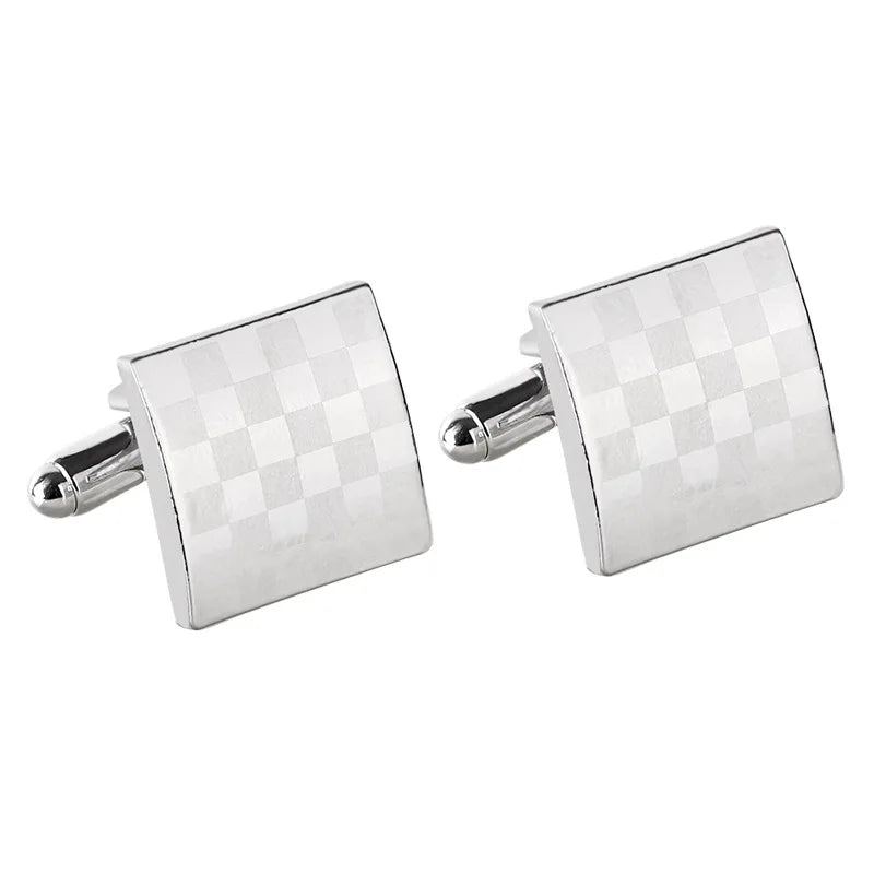 Fashion Square Lattice Men's Shirts Cufflinks Wedding Copper Laser Metal Menswear Brand Cufflinks Wholesale