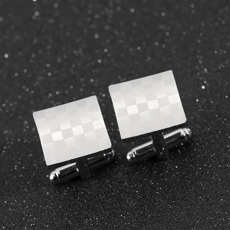 Fashion Square Lattice Men's Shirts Cufflinks Wedding Copper Laser Metal Menswear Brand Cufflinks Wholesale
