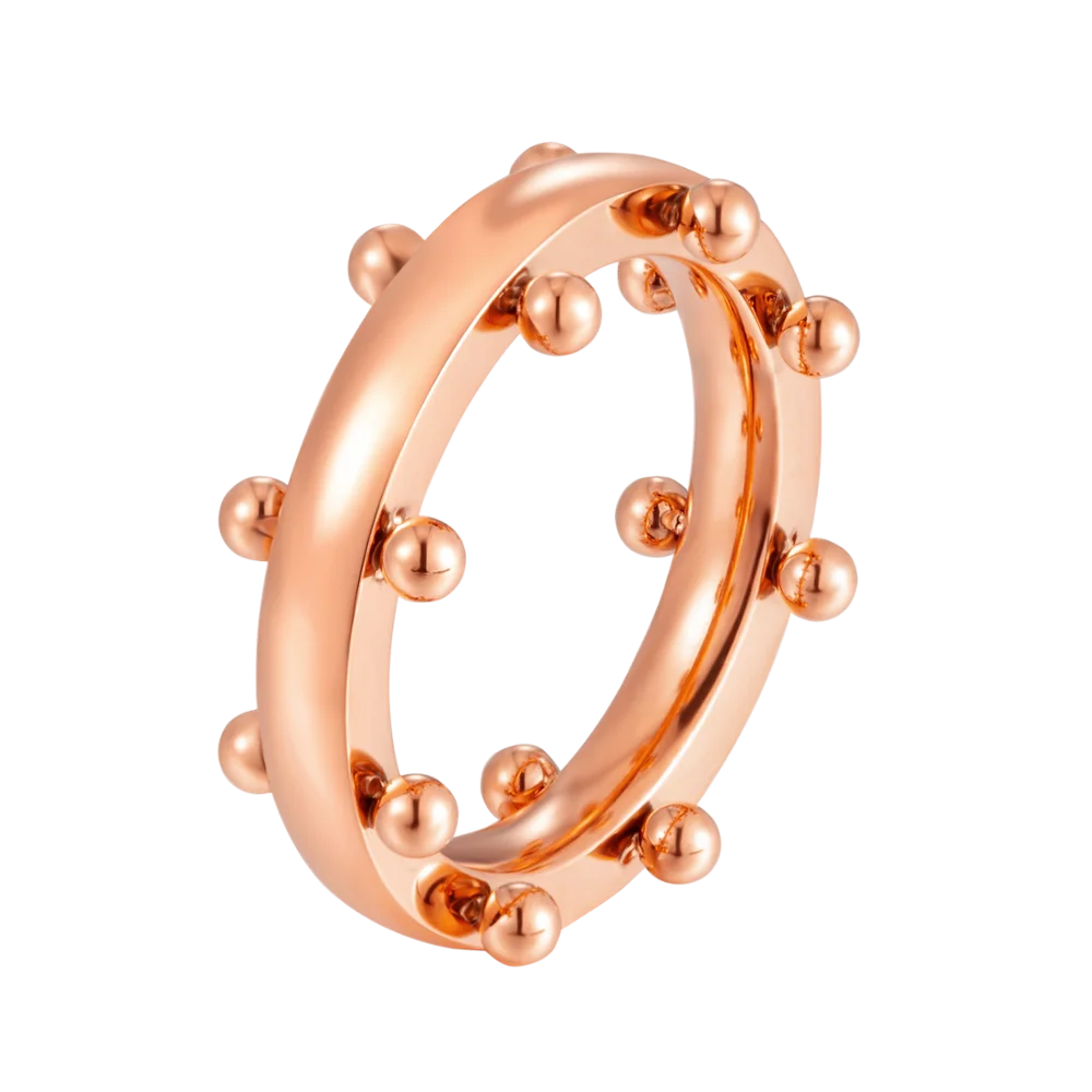 Gold-Tone Beaded Band Ring