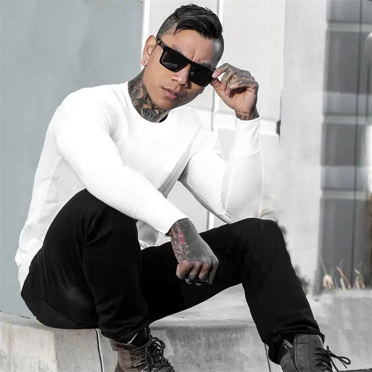 Men's Solid Long-Sleeve Pullover