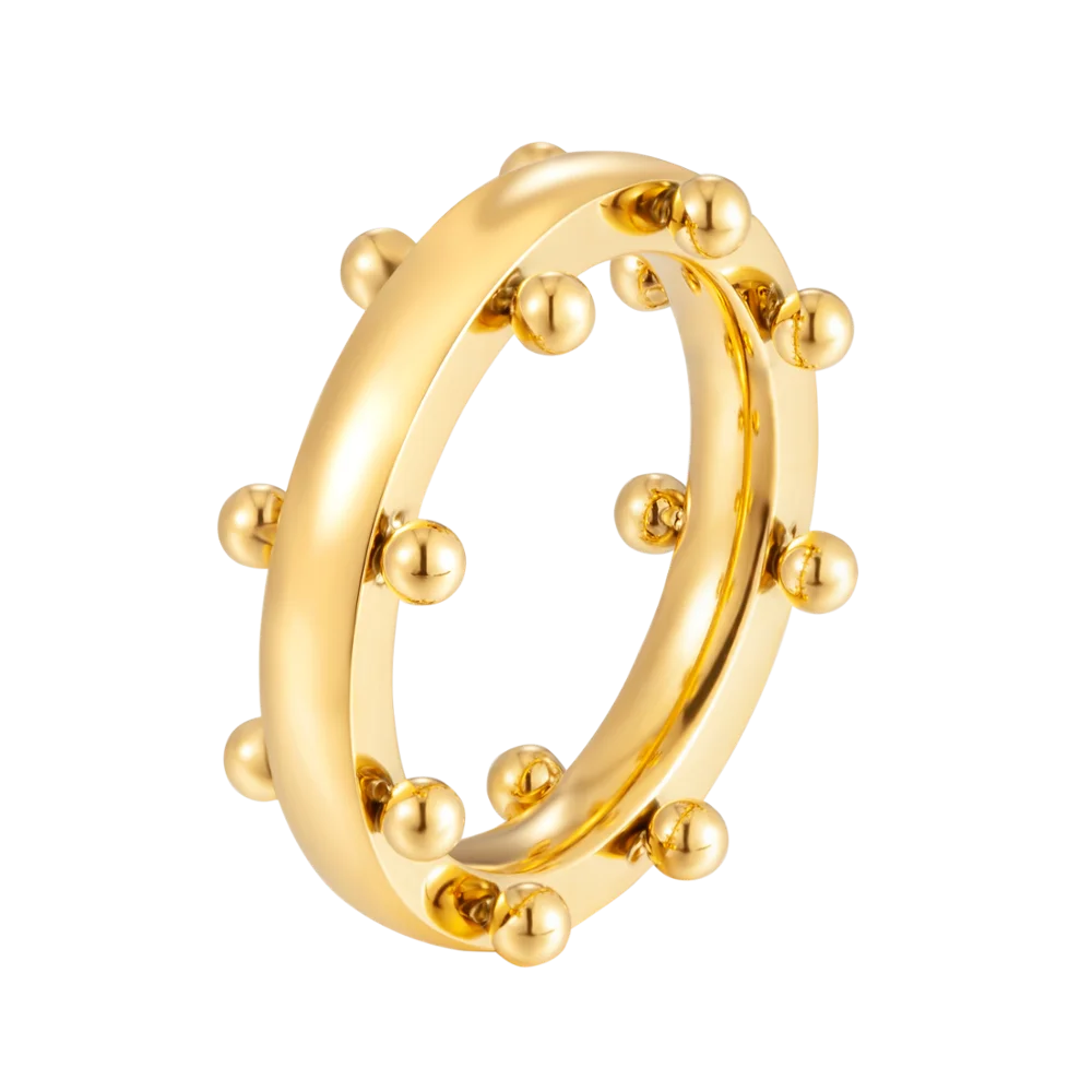 Gold-Tone Beaded Band Ring