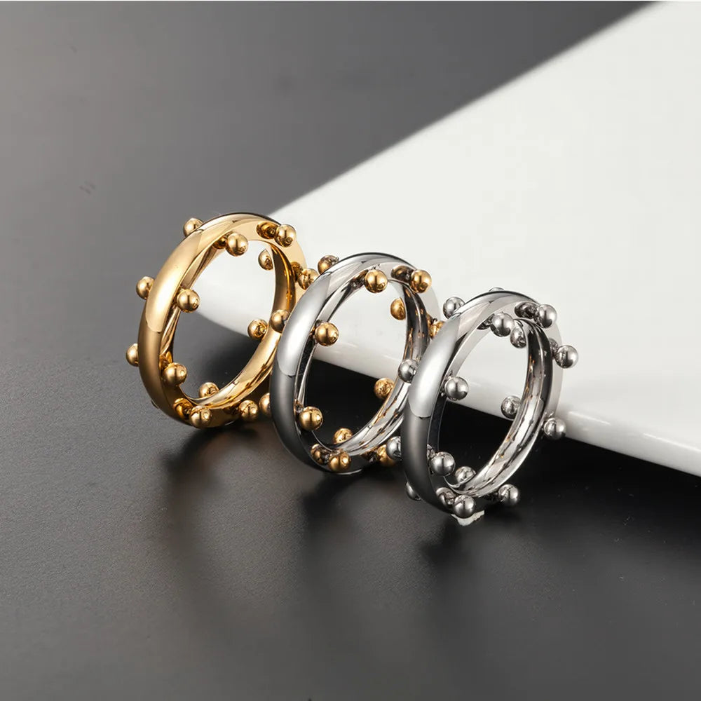 Gold-Tone Beaded Band Ring
