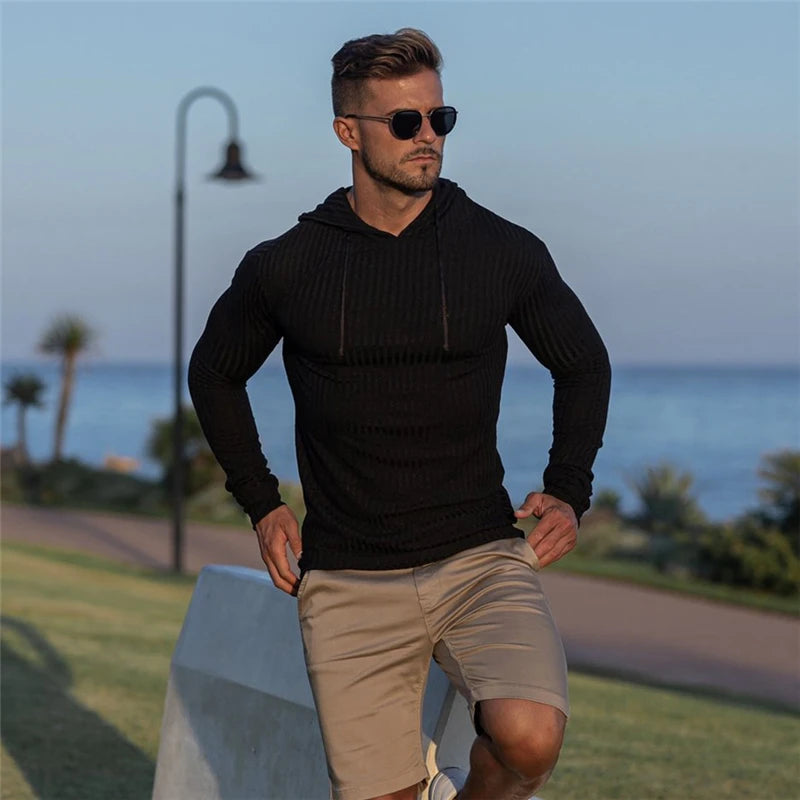 Men's Hooded Turtleneck Sweater