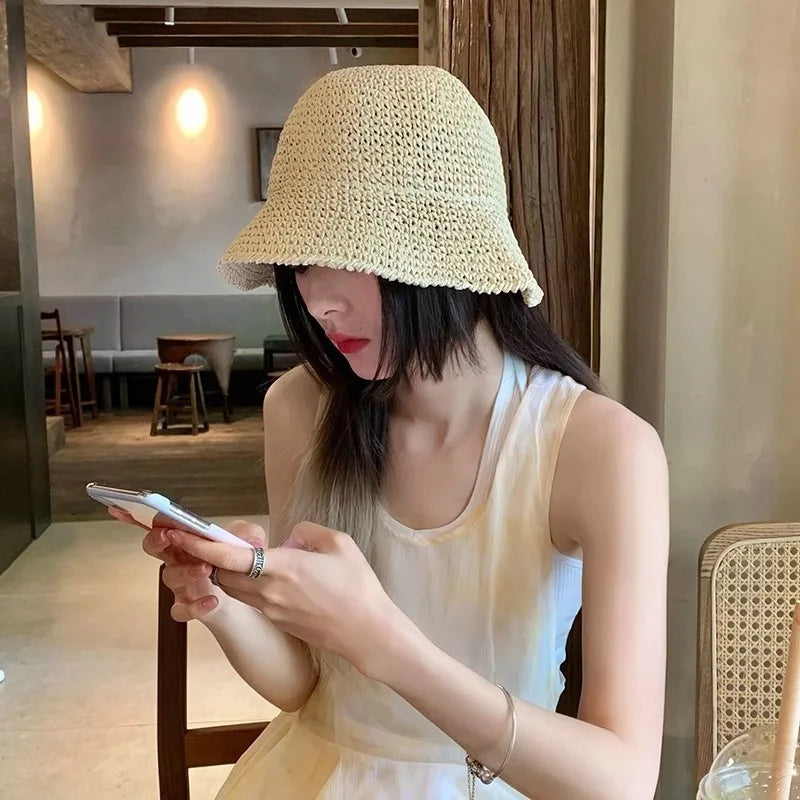 Woven Straw Bucket Hat