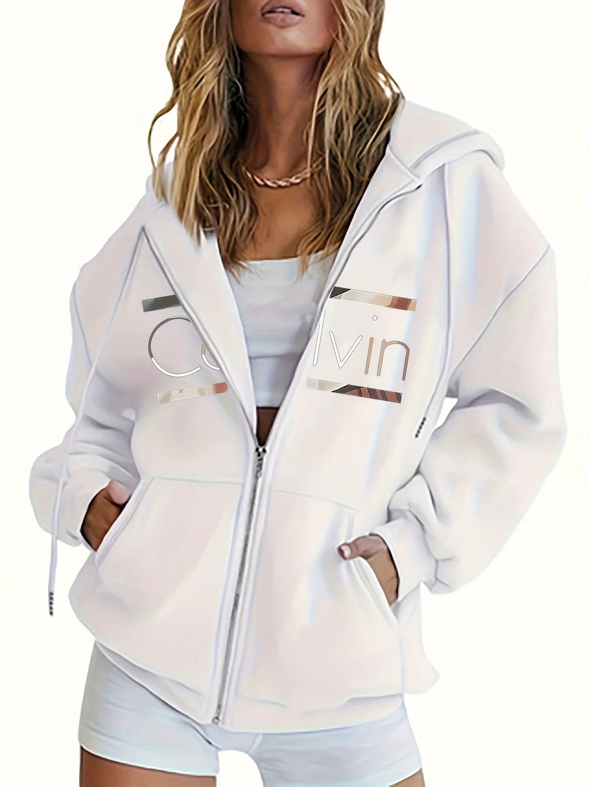 Women's Zip-Up Hoodie with Print