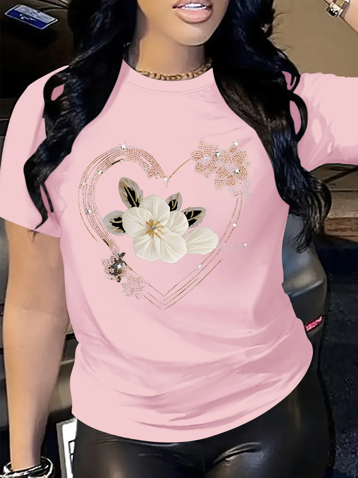 Women's Heart Print T-Shirt