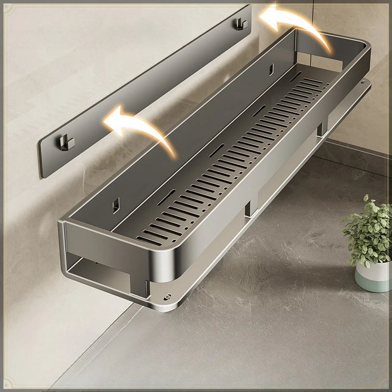 Carbon Steel Wall-Mounted Spice Rack with Hooks