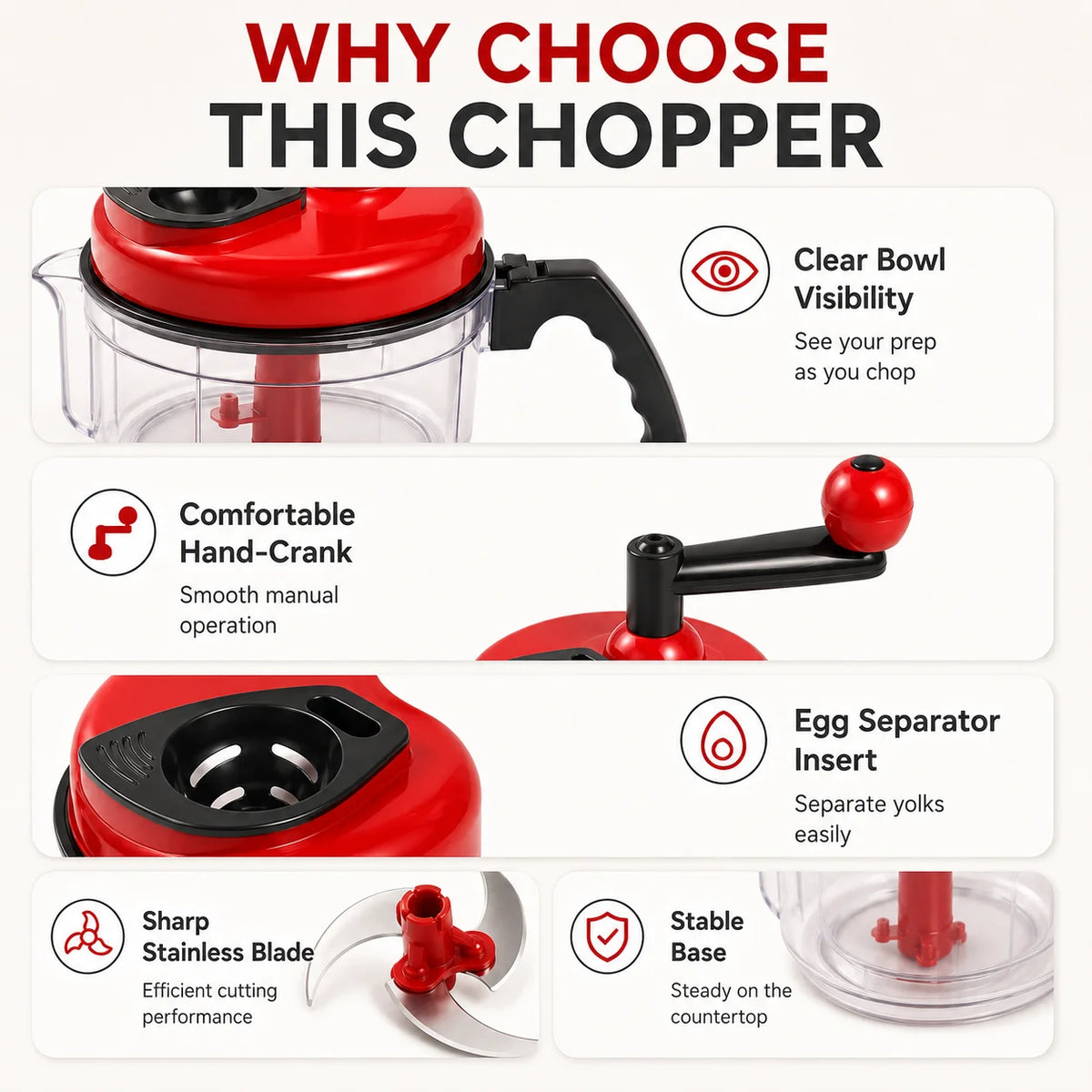 Manual Hand-Crank Food Chopper