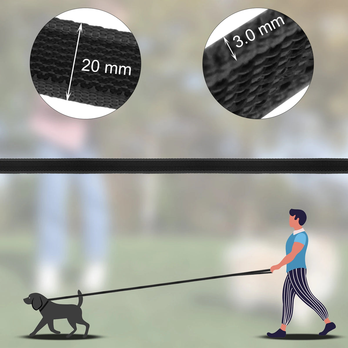 Two-Tone Dog Leash, 1.5M to 15M