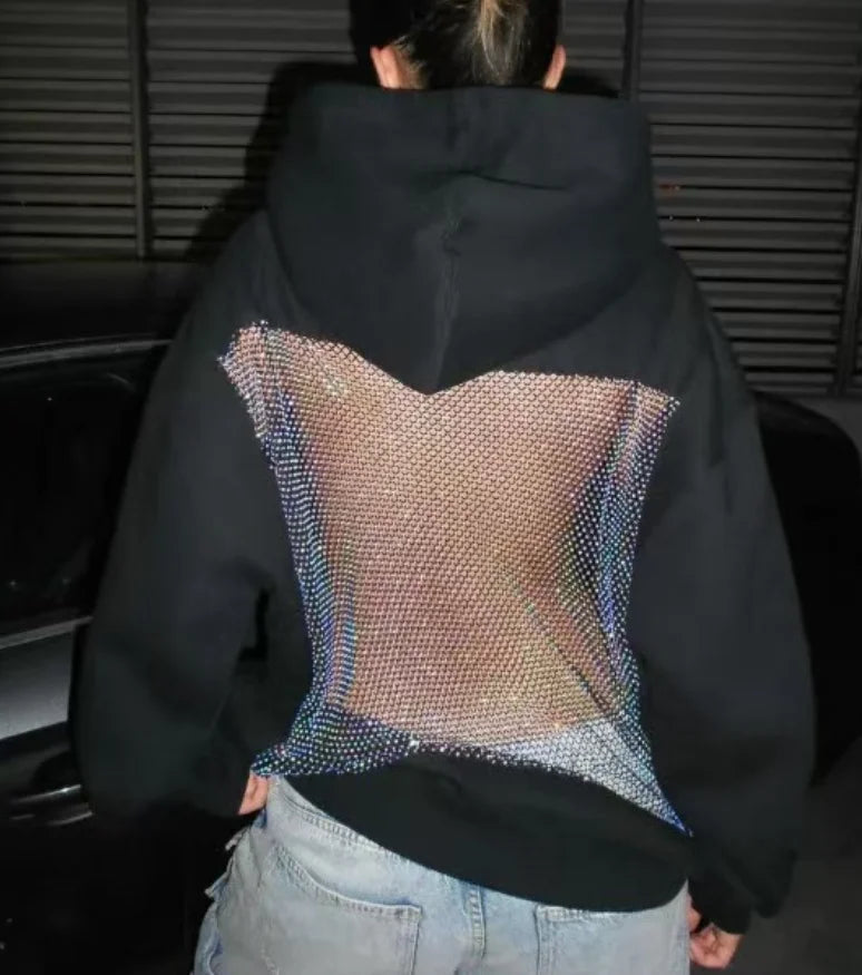 Women's Mesh Panel Hooded Sweatshirt