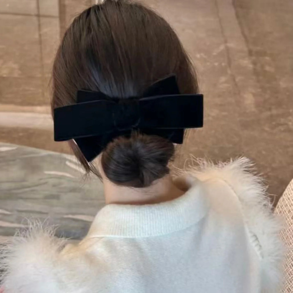 Black Velvet Bow Clip