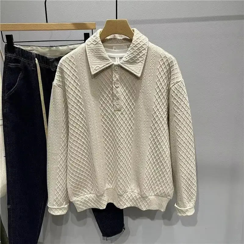 Men's Loose Knit Polo Sweatshirt