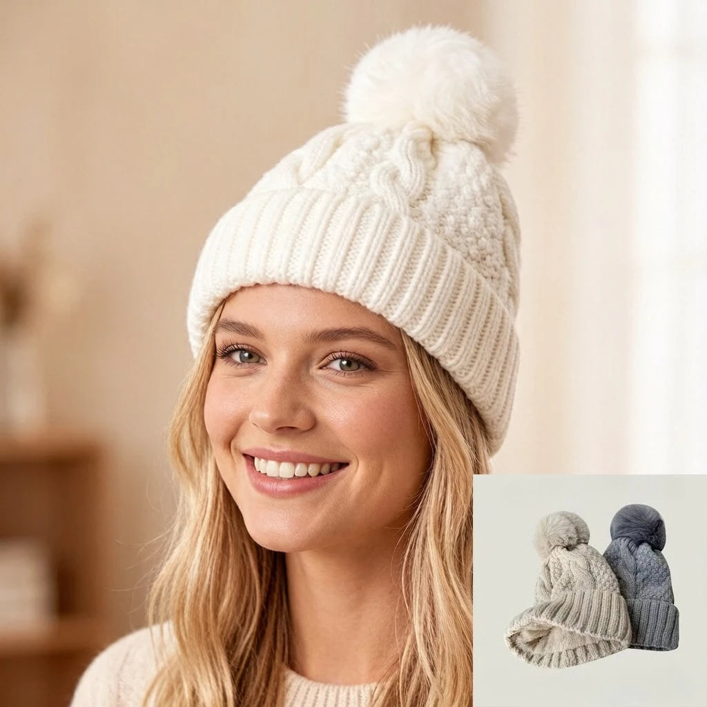 Cable Knit Pom Beanie