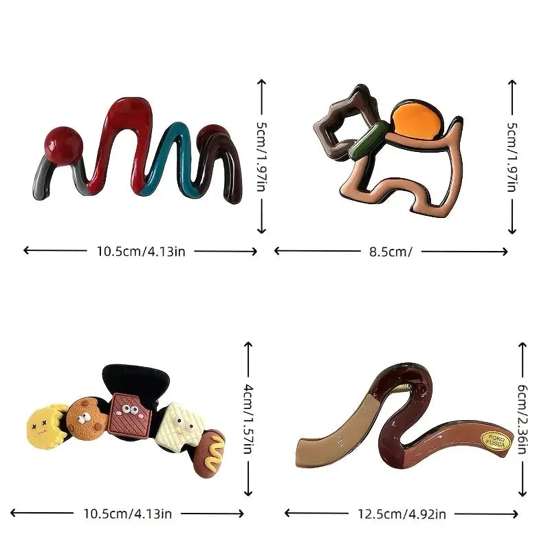 Large Wavy Hair Claw Clips, 4 Pack