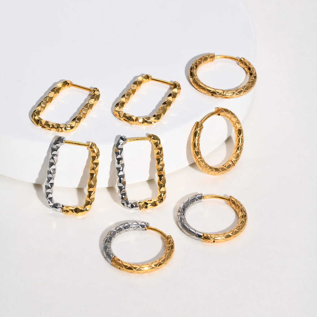 Two-Tone Hammered Huggie Earrings