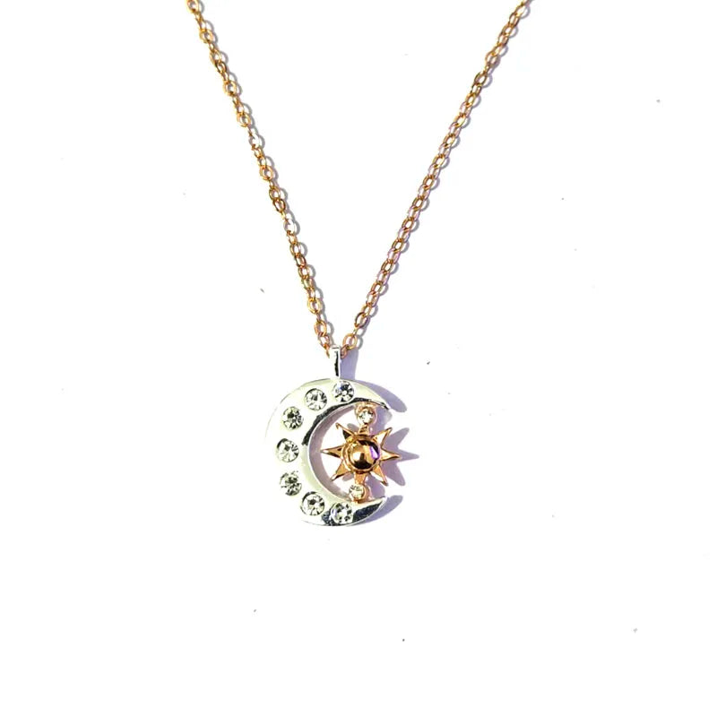 Two-Tone Moon and Sun Necklace