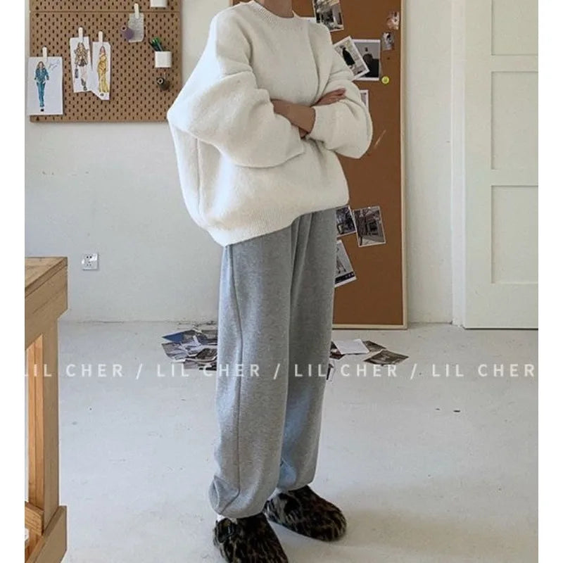 Grey Loose Knit Pullover Sweater