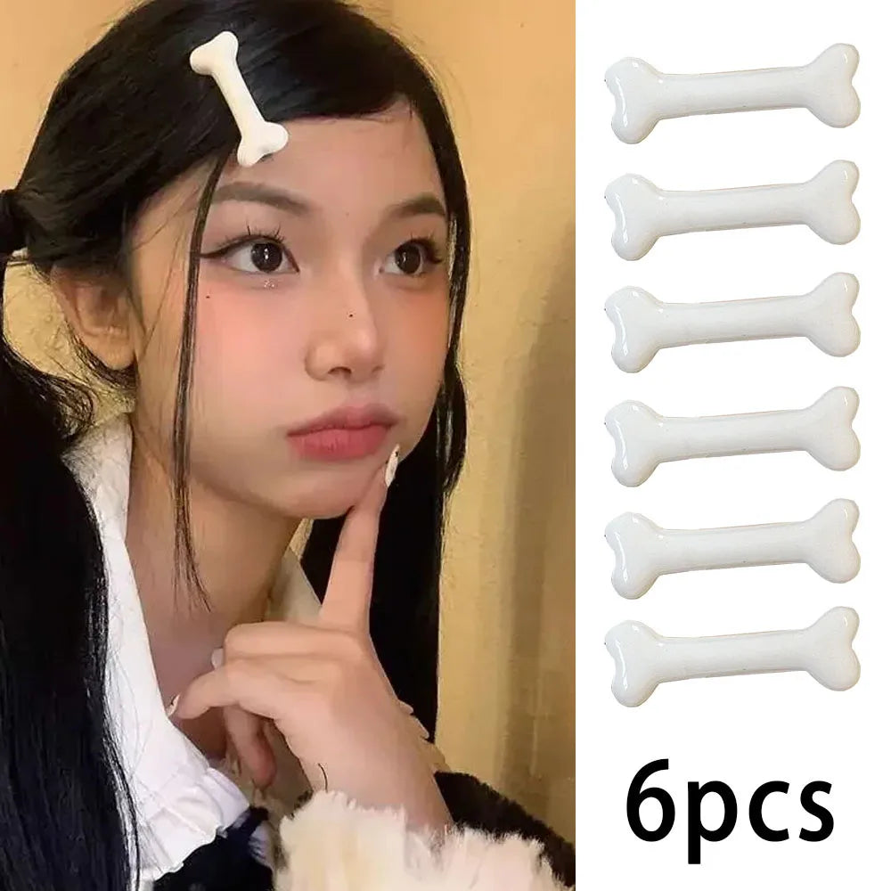White Bone Hair Clip Cute Cartoon Bobby Pin Y2k Fashion Hair Volume Clip Small Hairpins Barrettes Creative Hair Accessories 2025