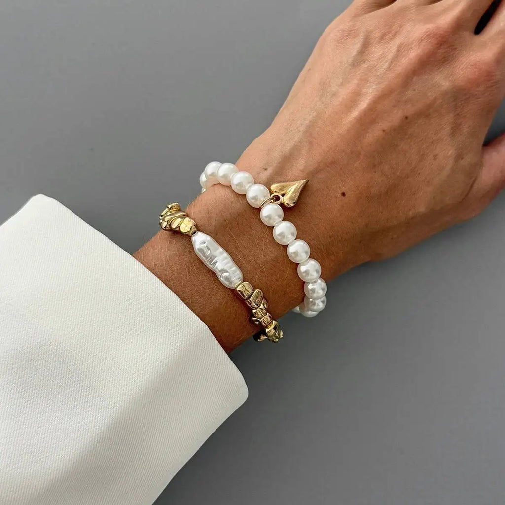 Faux Pearl Heart Bracelets