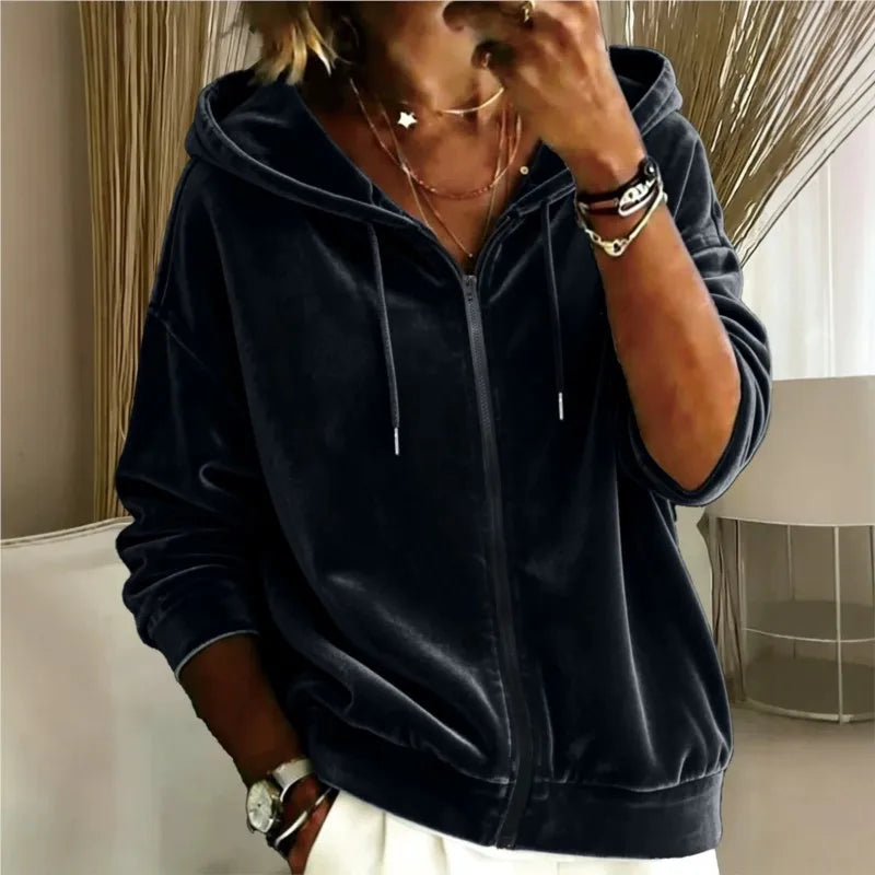 Women's Velvet Zip-Up Hoodie