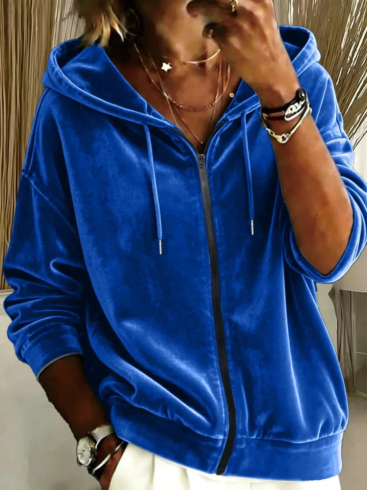 Women's Velvet Zip-Up Hoodie