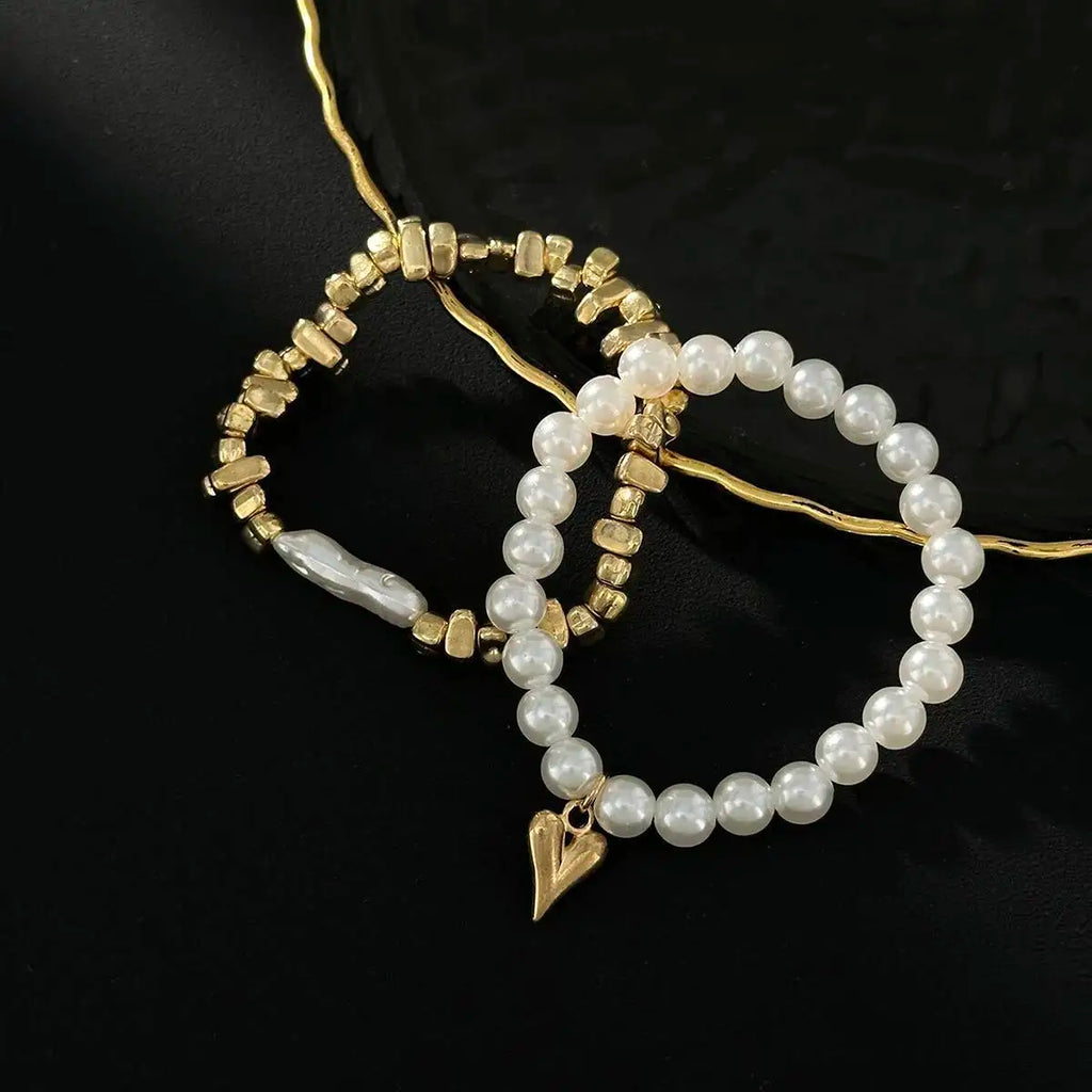 Faux Pearl Heart Bracelets