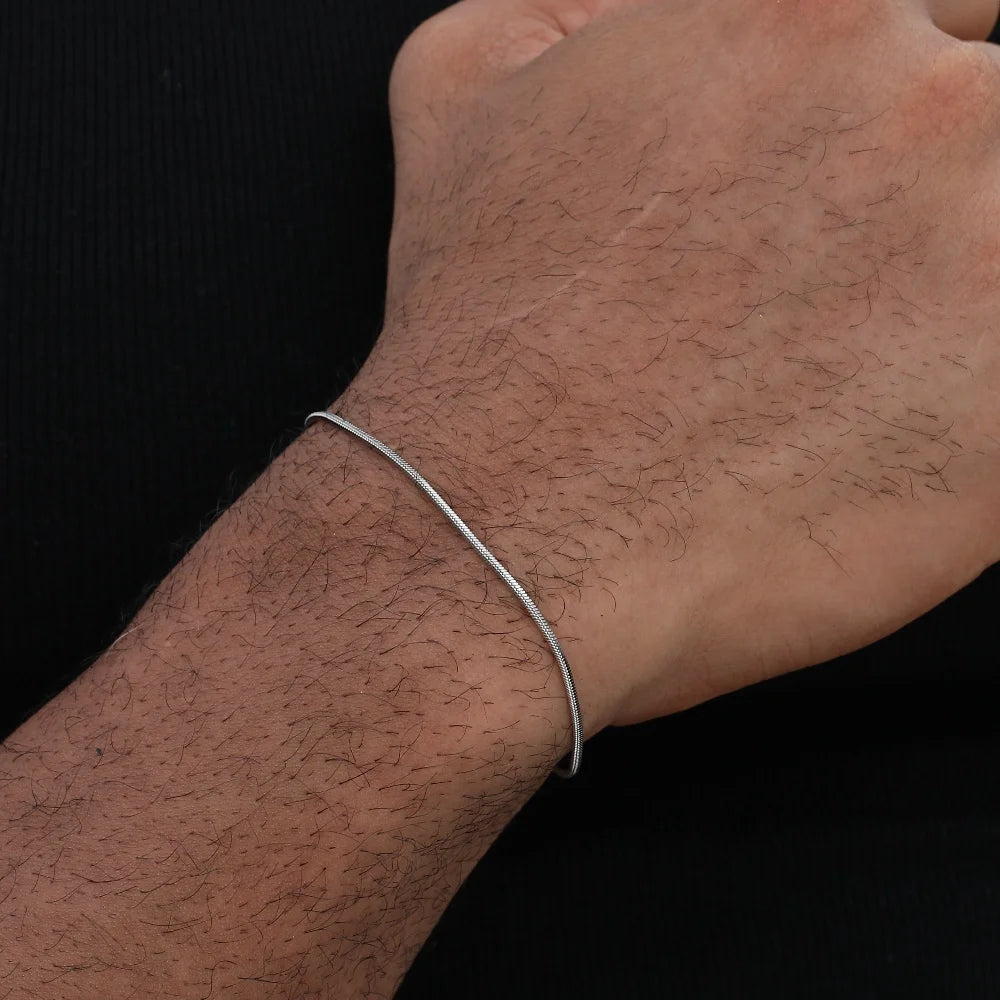 Simple MEN Stainless Steel Square Snake Bone Chain Bracelet Hip-Hop Jewelry Trendy Party Accessories Bracelet For Women