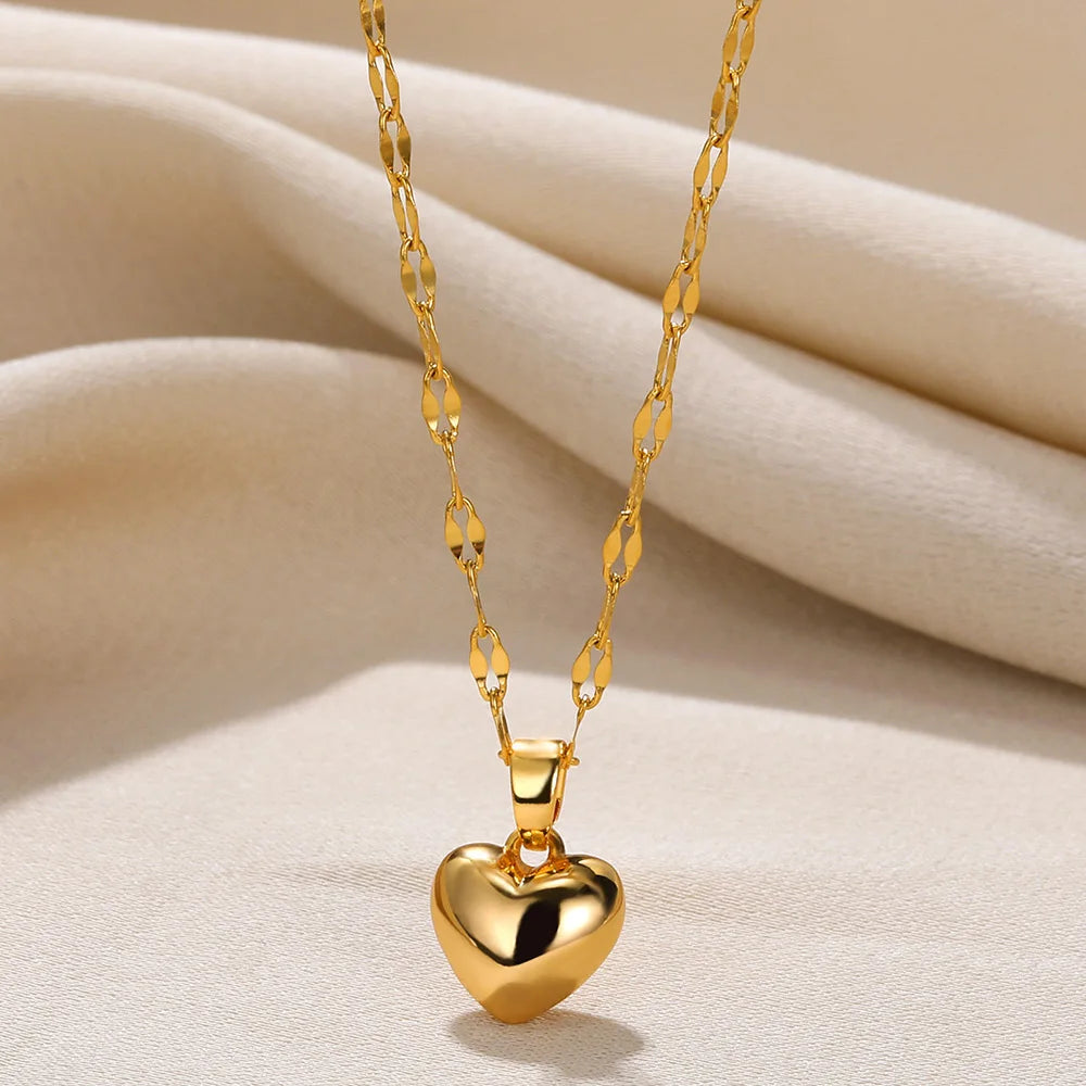 Gold Heart Pendant Necklace