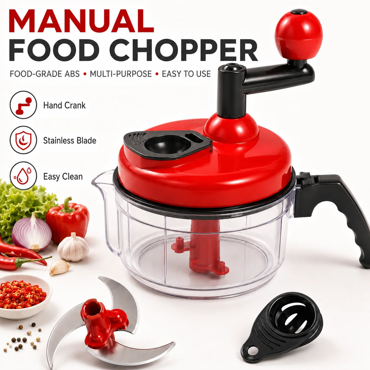 Manual Hand-Crank Food Chopper