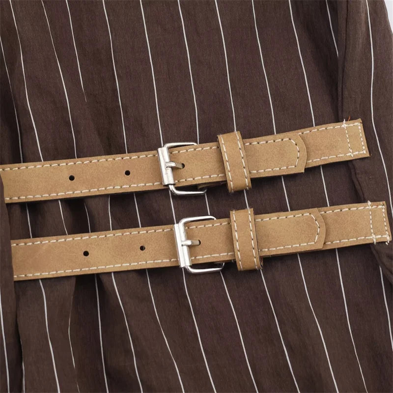 Women's Brown Striped Shirt